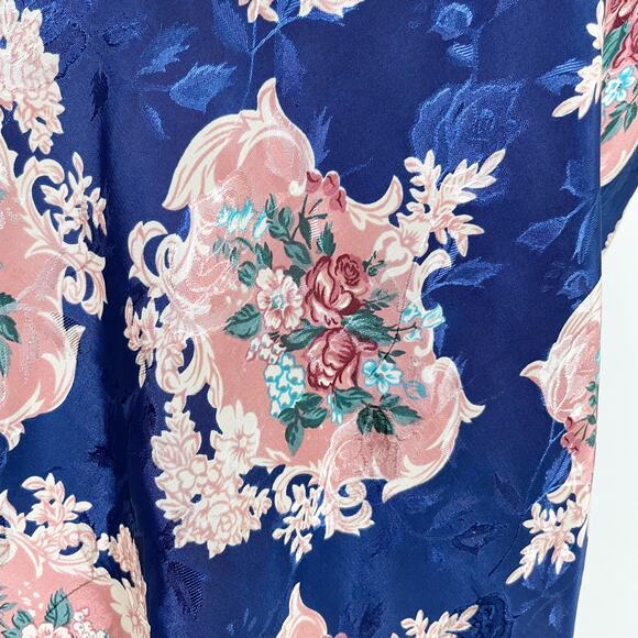 Vintage J.O. Intimates Blue Chiffon/Satin Floral Lingerie Slip - Picture 7 of 9